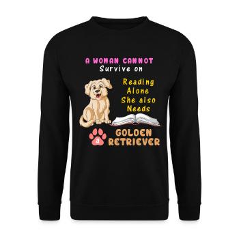 Golden Retriever Reading Quote for women and girls - Unisex Sweatshirt - black - Front - Alina (178cm) & Michal (187cm)