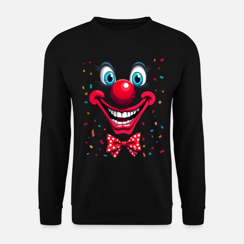 Buntes Clownsgesicht mit Fliege - Unisex Pullover - Schwarz