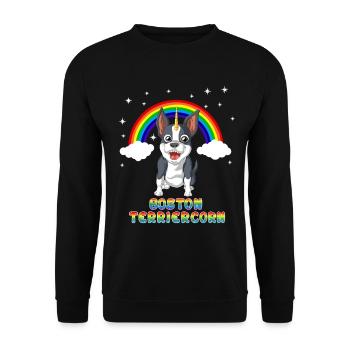 Boston Terrier Unicorn under Rainbow - Unisex Sweatshirt - black - Front - Alina (178cm) & Michal (187cm)