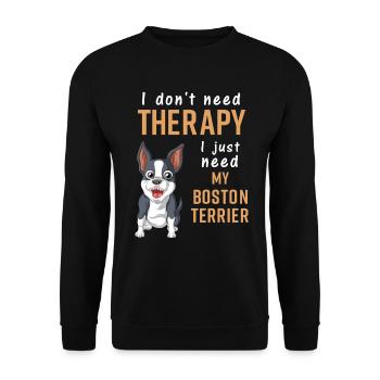 Boston Terrier Therapy Quote Design - Unisex Sweatshirt - black - Front - Alina (178cm) & Michal (187cm)