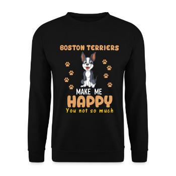 Boston Terrier Happy Meme Design - Sweat-shirt Unisexe - noir - Devant - Alina (178cm) & Michal (187cm)