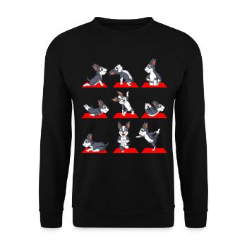 Positions ludiques du Boston Terrier Yoga - Sweat-shirt Unisexe - noir - Devant - Alina (178cm) & Michal (187cm)
