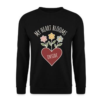 Heart flowers with positive saying - Unisex Sweatshirt - black - Front - Alina (178cm) & Michal (187cm)