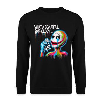 Regenbogenclown, der die Pathologie befürwortet - Unisex Pullover - Schwarz - Vorne - Alina (178cm) & Michal (187cm)