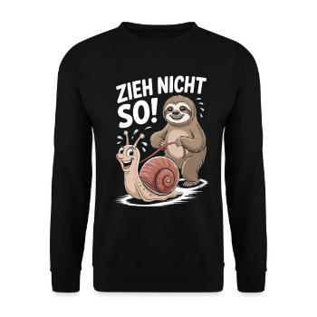 Faultier zieht lustige Schnecke Cartoon - Unisex Pullover - Schwarz - Vorne - Alina (178cm) & Michal (187cm)