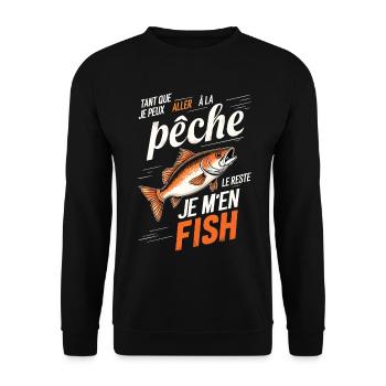 Humorvolle Angelzeichnung - Unisex Pullover - Schwarz - Vorne - Alina (178cm) & Michal (187cm)