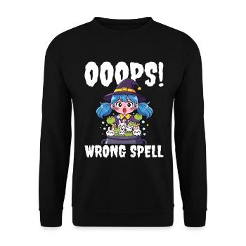 OOOPS! WRONG SPELL - WITCH HALLOWEEN - Unisex Sweatshirt - black - Front - Alina (178cm) & Michal (187cm)