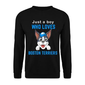 Boston Terrier Garçon Love T-Shirt Graphique - Sweat-shirt Unisexe - noir - Devant - Alina (178cm) & Michal (187cm)