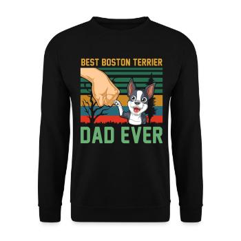 Boston Terrier Papa Ever T-Shirt Design - Unisex Pullover - Schwarz - Vorne - Alina (178cm) & Michal (187cm)