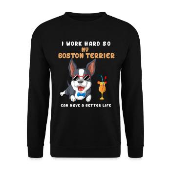 Boston Terrier avec design Party Vibes - Sweat-shirt Unisexe - noir - Devant - Alina (178cm) & Michal (187cm)