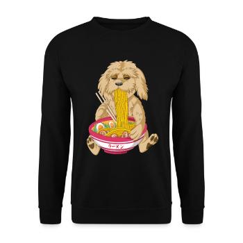 Adorable Golden doodle Dog Eating Ramen - Unisex Sweatshirt - black - Front - Alina (178cm) & Michal (187cm)