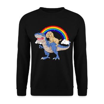 Dinosaure fantaisiste et doodle doré sous l’arc-en-ciel - Sweat-shirt Unisexe - noir - Devant - Alina (178cm) & Michal (187cm)