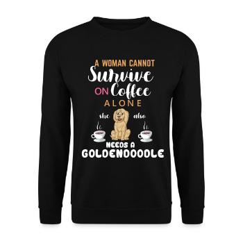 Femme aimant le café avec une citation de doodle doré - Sweat-shirt Unisexe - noir - Devant - Alina (178cm) & Michal (187cm)