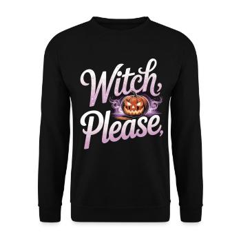 Scary pumpkin lantern with lettering - Unisex Sweatshirt - black - Front - Alina (178cm) & Michal (187cm)