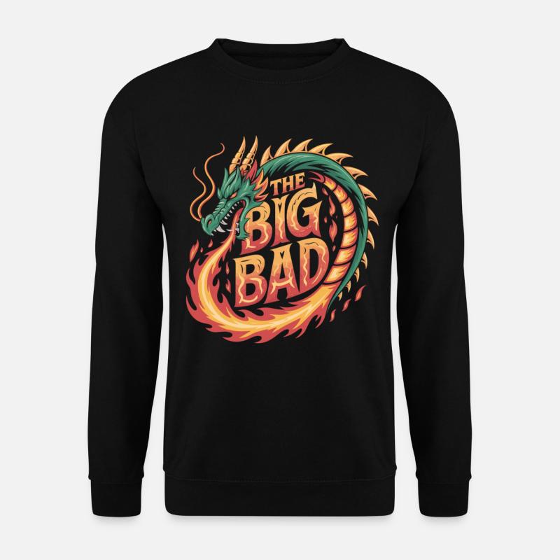 Drachen-Design mit Feuerschrift - Unisex Pullover - Schwarz