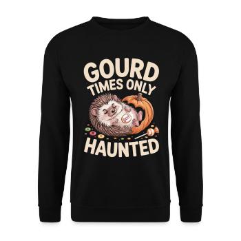 Cute hedgehog with pumpkin Halloween design - Unisex Sweatshirt - black - Front - Alina (178cm) & Michal (187cm)