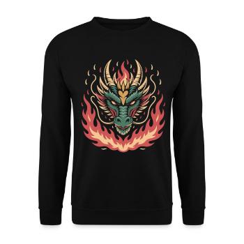 Fiery Dragon with Heart - Unisex Sweatshirt - black - Front - Alina (178cm) & Michal (187cm)