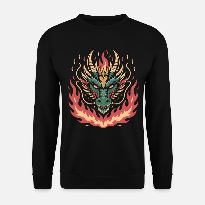 Feuriger Drache mit Herz - Unisex Pullover - Schwarz