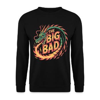 Dragon motif with fire and lettering - Unisex Sweatshirt - black - Front - Alina (178cm) & Michal (187cm)
