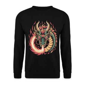 Fiery dragon with stylish lines - Unisex Sweatshirt - black - Front - Alina (178cm) & Michal (187cm)