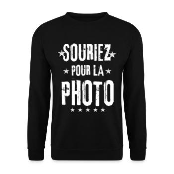 Smile for the photo - Unisex Sweatshirt - black - Front - Alina (178cm) & Michal (187cm)