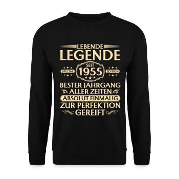 70th birthday - Living legend since 1955 - Unisex Sweatshirt - black - Front - Alina (178cm) & Michal (187cm)