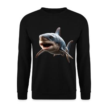 Hai Haifisch Tigerhai Taucher Süße Haie Weißer Hai - Unisex Pullover - Schwarz - Vorne - Alina (178cm) & Michal (187cm)