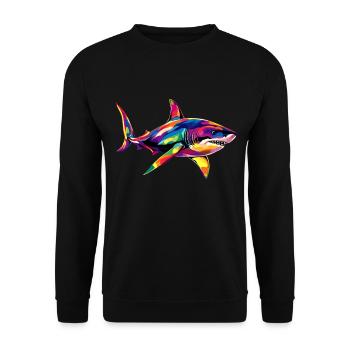 Hai Haifisch Tigerhai Taucher Süße Haie Weißer Hai - Unisex Pullover - Schwarz - Vorne - Alina (178cm) & Michal (187cm)