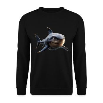 Hai Haifisch Tigerhai Taucher Süße Haie Weißer Hai - Unisex Pullover - Schwarz - Vorne - Alina (178cm) & Michal (187cm)