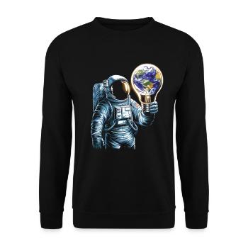 Astronaute spatial avec lampe globe - Sweat-shirt Unisexe - noir - Devant - Alina (178cm) & Michal (187cm)