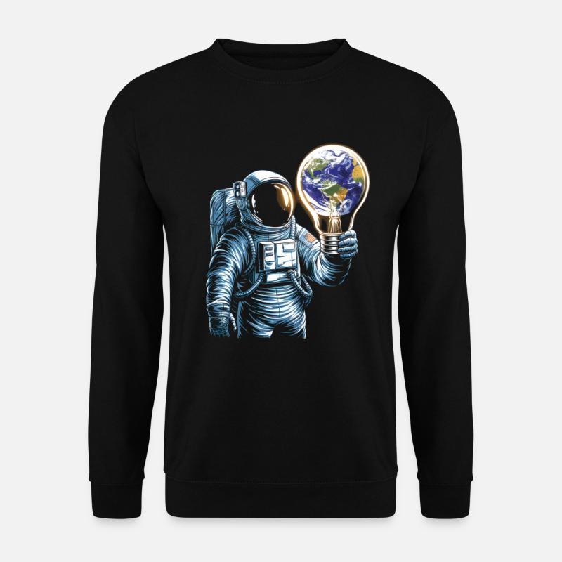 Weltraum Astronaut mit Erdkugellampe - Unisex Pullover - Schwarz