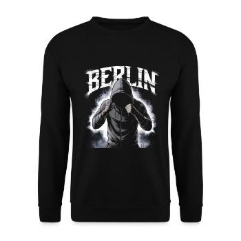 Graffiti-Style Berlin Cityscape - Unisex Sweatshirt - black - Front - Alina (178cm) & Michal (187cm)