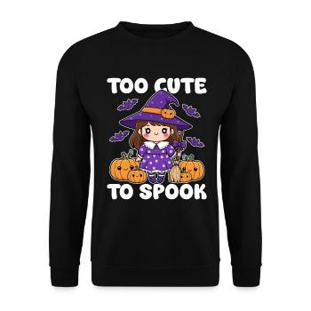 TOO CUTE TO SPOOK - WITCH HALLOWEEN - Unisex Sweatshirt - black - Front - Alina (178cm) & Michal (187cm)