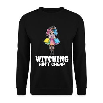 WITCHING AIN'T CHEAP - WITCH HALLOWEEN - Unisex Sweatshirt - black - Front - Alina (178cm) & Michal (187cm)