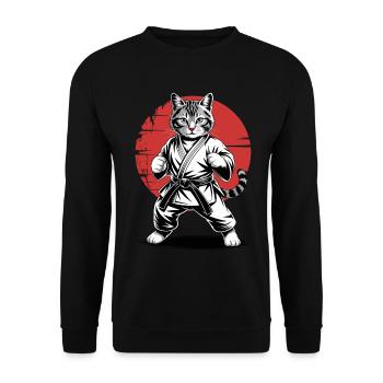 Karaté, Judo, arts martiaux japonais, chat - Sweat-shirt Unisexe - noir - Devant - Alina (178cm) & Michal (187cm)