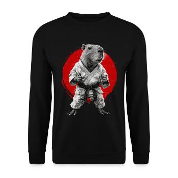 Karaté, Judo, Arts martiaux japonais, Capybara - Sweat-shirt Unisexe - noir - Devant - Alina (178cm) & Michal (187cm)