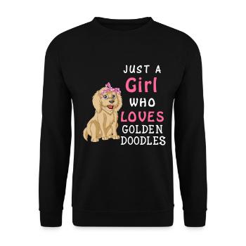 Goldenes Doodle Love Girl Design - Unisex Pullover - Schwarz - Vorne - Alina (178cm) & Michal (187cm)