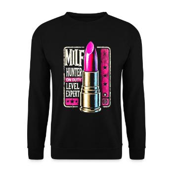 Lipstick and Badge Empowerment Design - Unisex Sweatshirt - black - Front - Alina (178cm) & Michal (187cm)