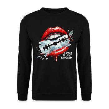Fluent Sarcasm Lip Art Design Bold illustration - Unisex Sweatshirt - black - Front - Alina (178cm) & Michal (187cm)