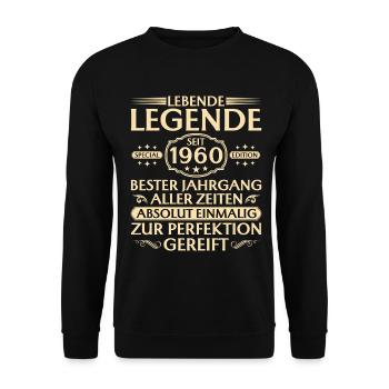65th birthday - Living legend since 1960 - Unisex Sweatshirt - black - Front - Alina (178cm) & Michal (187cm)