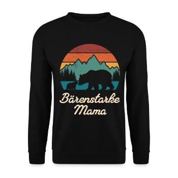 Werdende Mutter BÄREN STARKE MAMA Lustiges - Unisex Pullover - Schwarz - Vorne - Alina (178cm) & Michal (187cm)