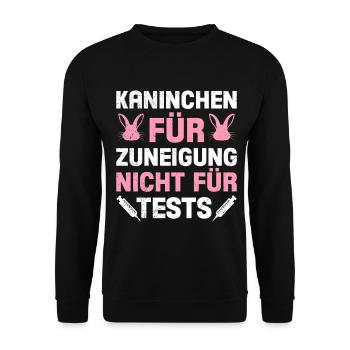 Animal Welfare RABBITS FOR AFFECTION NOT FOR TESTS - Unisex Sweatshirt - black - Front - Alina (178cm) & Michal (187cm)