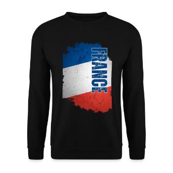 Drapeau de France, grunge vintage - Sweat-shirt Unisexe - noir - Devant - Alina (178cm) & Michal (187cm)