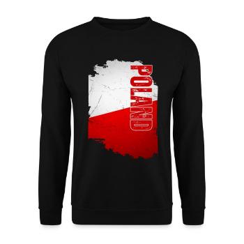 Drapeau polonais, grunge vintage - Sweat-shirt Unisexe - noir - Devant - Alina (178cm) & Michal (187cm)