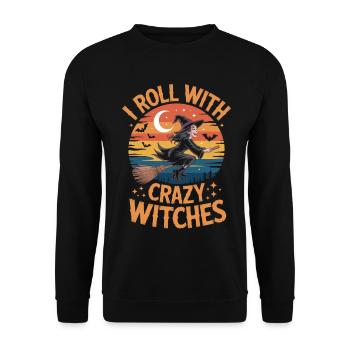 Witch Flight Magic Forest Halloween Costume - Unisex Sweatshirt - black - Front - Alina (178cm) & Michal (187cm)