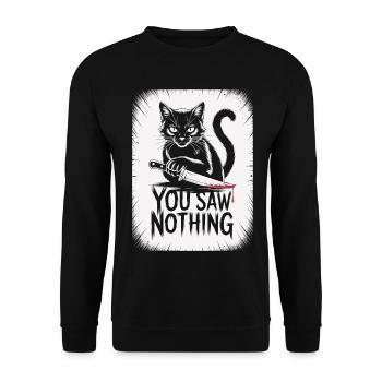 Dark cat figure with blood knife - Unisex Sweatshirt - black - Front - Alina (178cm) & Michal (187cm)