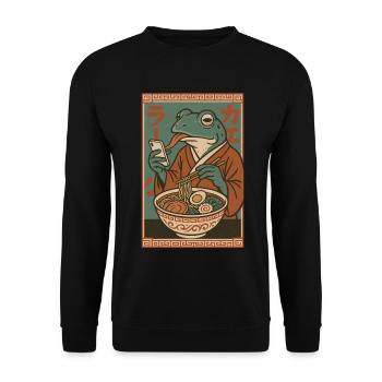 Lustiger Frosch, mürrisch, Japanische Kunst, Ramen - Sweat-shirt Unisexe - noir - Devant - Alina (178cm) & Michal (187cm)