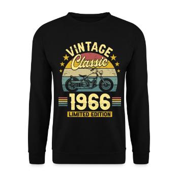 1966 Motard 60 Ans Anniversaire Homme - Sweat-shirt Unisexe - noir - Devant - Alina (178cm) & Michal (187cm)