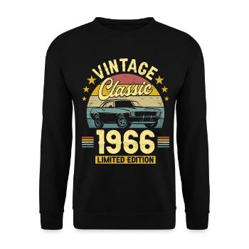 1966 Voiture 60 Ans Anniversaire Homme - Sweat-shirt Unisexe - noir - Devant - Alina (178cm) & Michal (187cm)