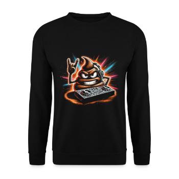 DJ Poop Hero Symbol mit Kopfhörern - Unisex Pullover - Schwarz - Vorne - Alina (178cm) & Michal (187cm)